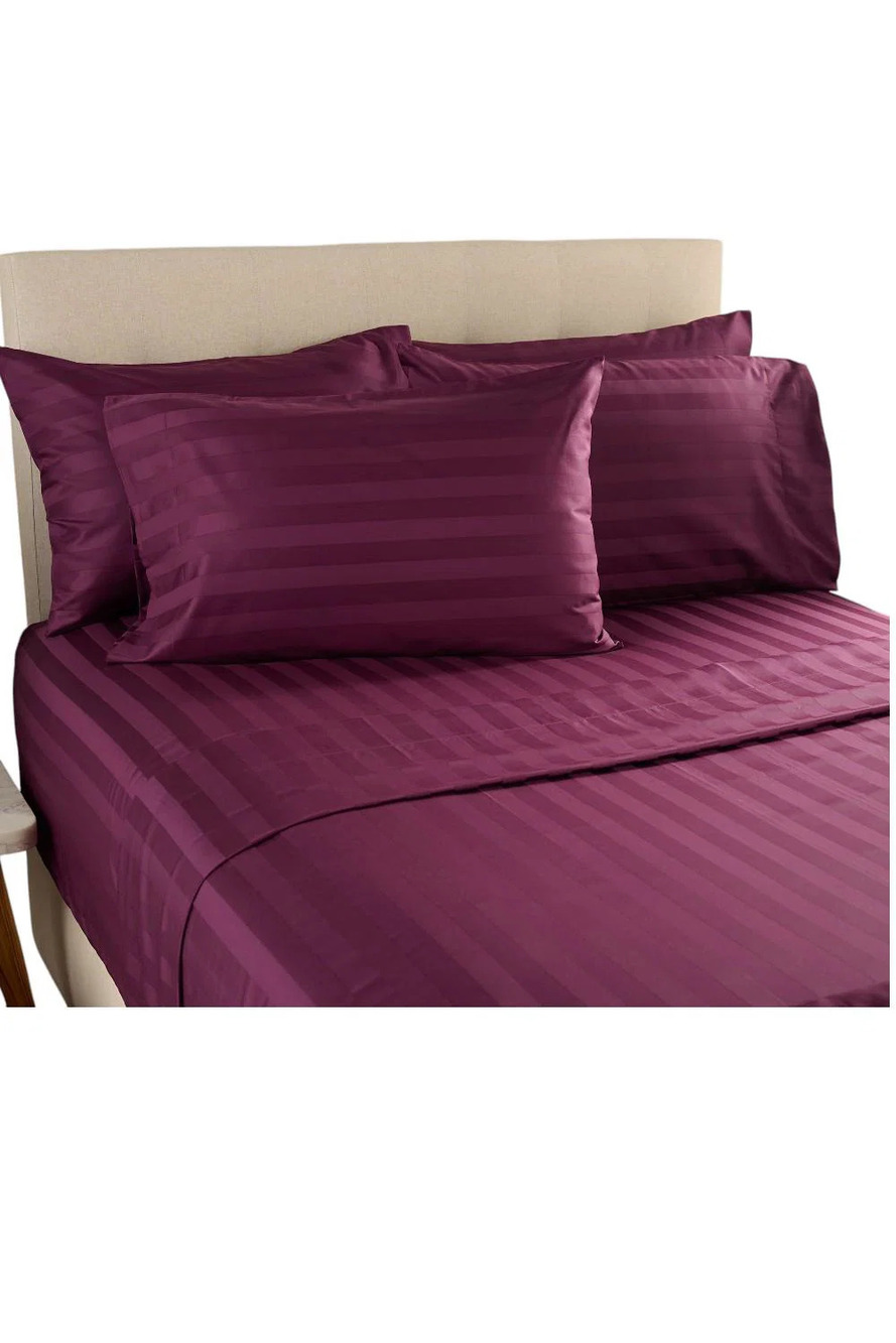 Northern Nights Wrinkle Defense Dobby Stripe Sheet Set Eggplant